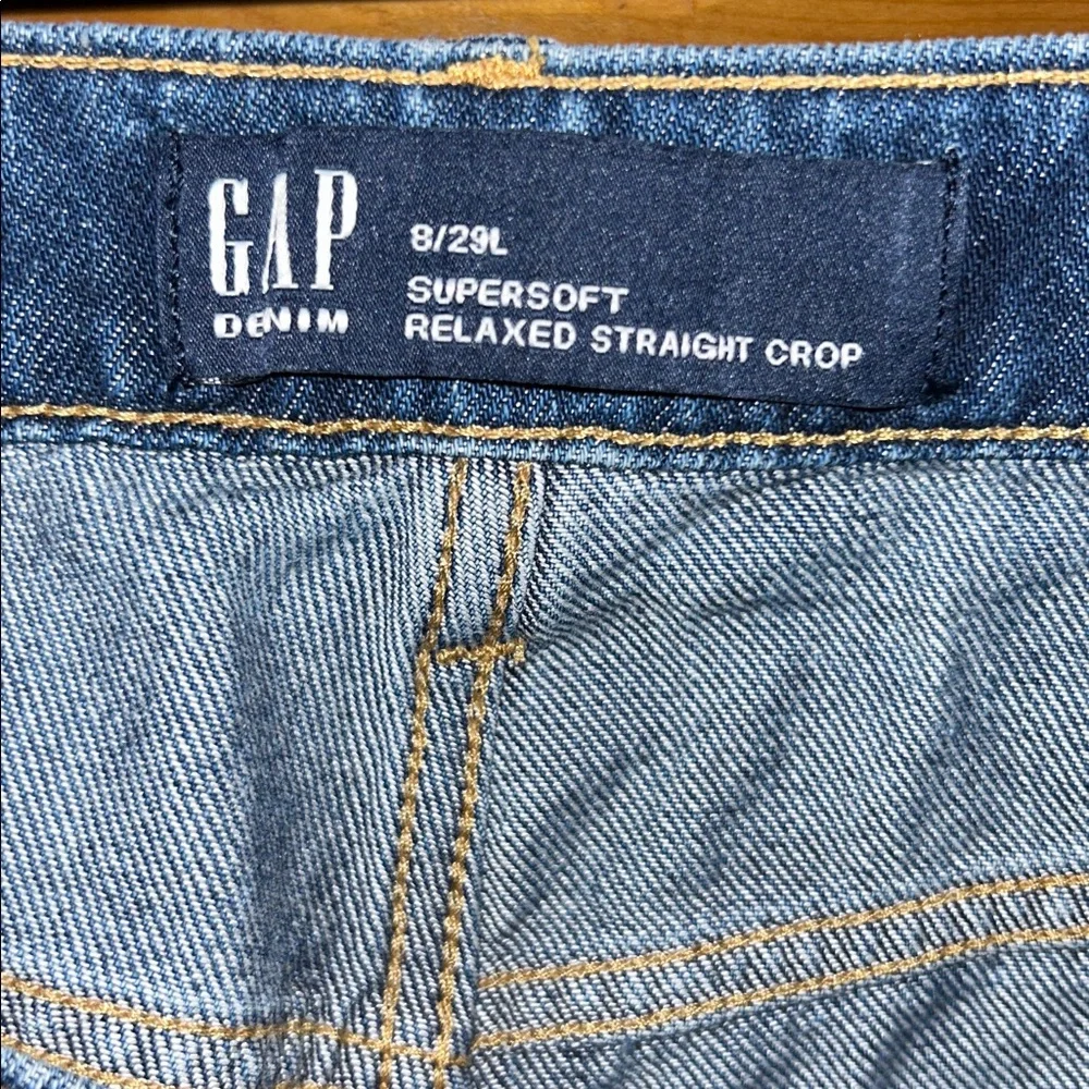Gap NWT Mid Rise Soft Relaxed Straight Crop Jeans Size 29 Long in Medium Wash - Picture 13 of 13